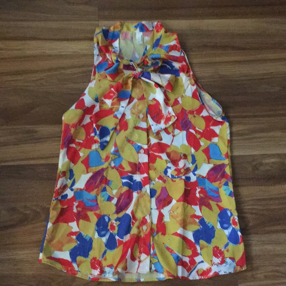 American Apparel Sleeveless Colorful Bow-Neck Top